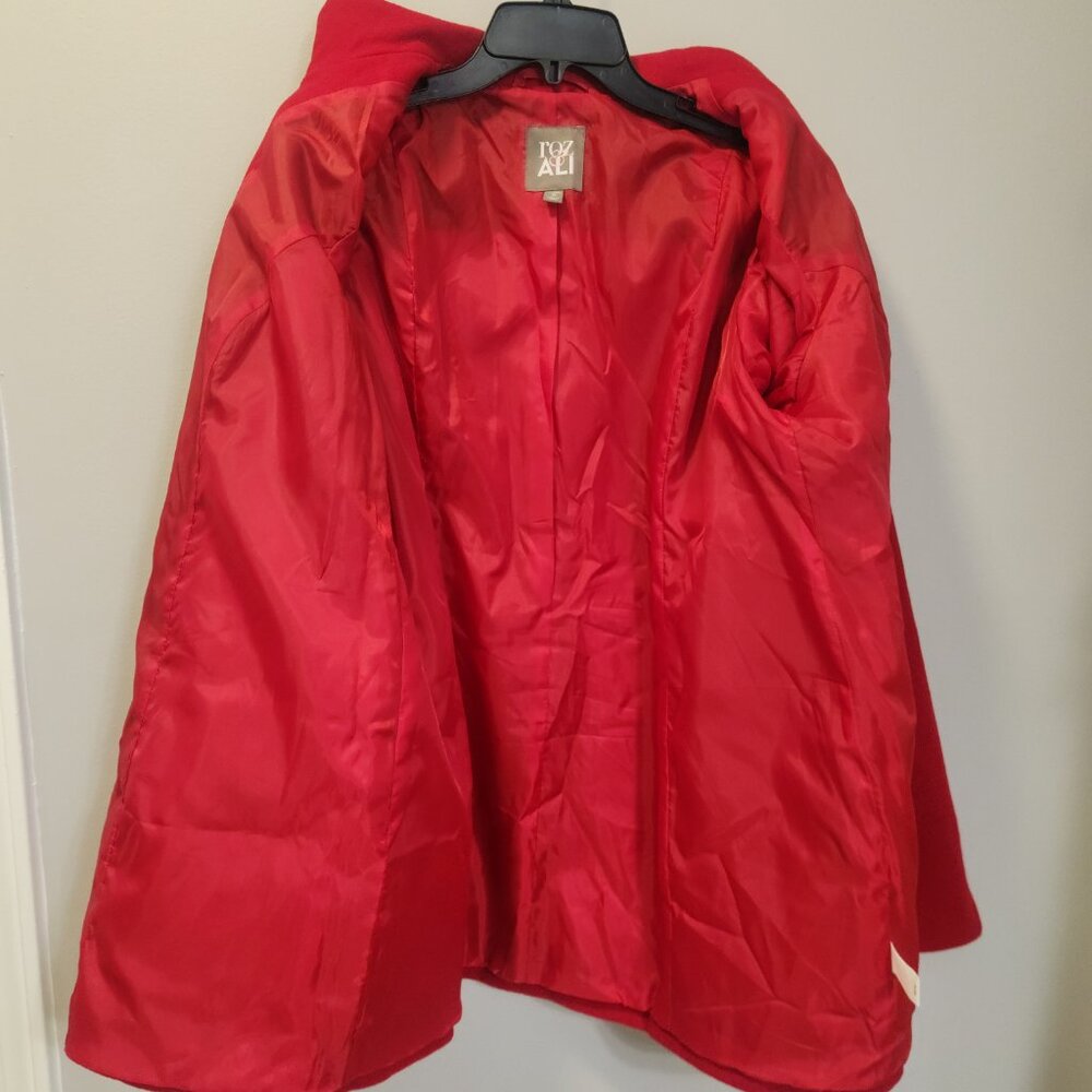 Roz & Ali Red Wool-Blend Coat Women’s 1X Classic Double-Breasted Preppy Casual - Picture 6 of 11